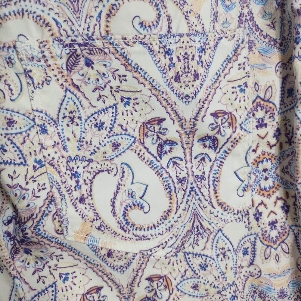 Chicos Girlfriend Sateen Paisley Slim Leg Crop Casual Office Preppy Party Pant 6 - Picture 10 of 10